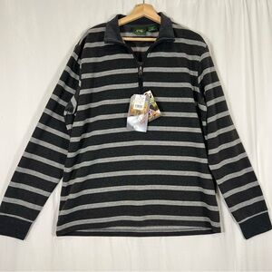 NWT Stillwater Supply Co Striped Gray and Black Quarter-Zip Pullover warm sz L
